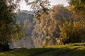 Autumn landscape at Danube river Royalty Free Stock Photo
