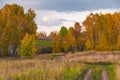 Autumn landscape with dirt road Royalty Free Stock Photo