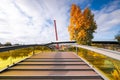 Autumn landscape of Drumul Taberei Park in Bucharest city capital of Romania with cloudy sky and great fall colors Royalty Free Stock Photo