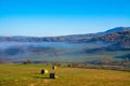 autumn landscape with fog layer on the field Royalty Free Stock Photo