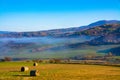 autumn landscape with fog layer on the field Royalty Free Stock Photo