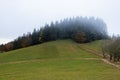 Autumn landscape, foggy morning on the hills and forest, near Freiburg,  Germany Royalty Free Stock Photo