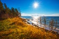 Autumn landscape on the river. The Ob River, Siberia, Russia Royalty Free Stock Photo