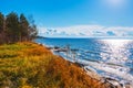 Autumn landscape on the river. The Ob River, Siberia, Russia Royalty Free Stock Photo