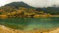 Autumn landscape with green waters of lake Tsivlos, Peloponnese, Greece Royalty Free Stock Photo
