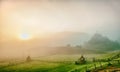 Autumn landscape with haystacks Royalty Free Stock Photo