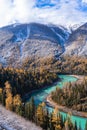 Autumn landscape in Kanas river Royalty Free Stock Photo