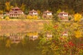 Autumn landscape with lake and rose hip, Bulgaria Royalty Free Stock Photo