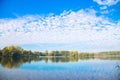 Autumn landscape. Lake in the fall forest. Royalty Free Stock Photo