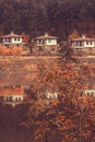 Autumn landscape with lake and houses, Bulgaria Royalty Free Stock Photo