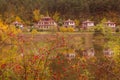 Autumn landscape with lake and houses, Bulgaria Royalty Free Stock Photo