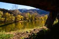 Autumn landscape with a lake among the mountains Royalty Free Stock Photo