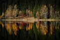 Autumn landscape in the mountains - St. Ana`s lake, Romania Royalty Free Stock Photo