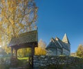 Norwegian countryside church at sunset Royalty Free Stock Photo