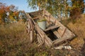 Autumn landscape, old cart by the road Finland, Scandinavia Royalty Free Stock Photo