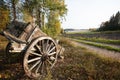 Autumn landscape, old cart by the road Finland, Scandinavia Royalty Free Stock Photo