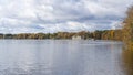 Autumn Landscape of Old Koknese Castle Ruins and River Daugava Located in Koknese Latvia. Royalty Free Stock Photo