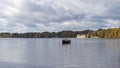 Autumn Landscape of Old Koknese Castle Ruins and River Daugava Located in Koknese Latvia. Royalty Free Stock Photo