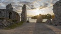 Autumn Landscape of Old Koknese Castle Ruins and River Daugava Located in Koknese Latvia. Royalty Free Stock Photo