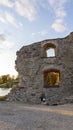 Autumn Landscape of Old Koknese Castle Ruins and River Daugava Located in Koknese Latvia. Royalty Free Stock Photo