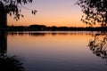 Autumn landscape. Orange sunset over the lake. Nature abstract background. Beautiful background texture Royalty Free Stock Photo