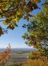 Autumn landscape of Ottawa river valley through colourful leaves ornament Canada fall colours Royalty Free Stock Photo