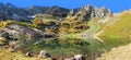 Autumn landscape panorama of mountain lake