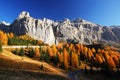 Autumn landscape in Passo Gardena, Dolomites, South Tyrol