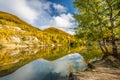 Autumn landscape with reflection of colorfull hills in the lake Royalty Free Stock Photo