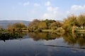 Autumn landscape reflection of trees in the lake