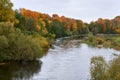 Autumn landscape with river.Lithuanian landscape