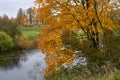 Autumn landscape with river.Lithuanian landscape