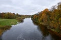 Autumn landscape with river.Lithuanian landscape