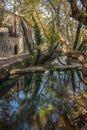 Autumn landscape with a river in Livadia, Greece Royalty Free Stock Photo