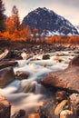 Autumn landscape of river and mountains. Altai, Siberia, Russia Royalty Free Stock Photo