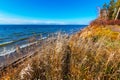 Autumn landscape on the river. The Ob River, Siberia, Russia Royalty Free Stock Photo