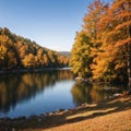 Autumn landscape in (seven lakes) Yedigoller Park Bolu, Turkey made with Generative AI