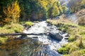 Autumn landscape with a small river in the forest. Colorful autumn forest Royalty Free Stock Photo