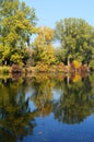 Autumn landscape of steady river Royalty Free Stock Photo