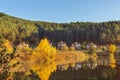 Autumn landscape with trees and houses, Bulgaria Royalty Free Stock Photo