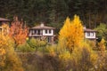 Autumn landscape with trees and houses, Bulgaria Royalty Free Stock Photo