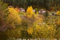 Autumn landscape with trees and houses, Bulgaria Royalty Free Stock Photo