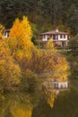 Autumn landscape with trees and houses, Bulgaria Royalty Free Stock Photo