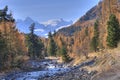 Autumn landscape in Val Roseg, Switzerland Royalty Free Stock Photo