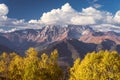 Autumn Landscape with a view of the top of the mountain Royalty Free Stock Photo