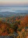 Autumn landscape with village, Hrinova near Detva, region Podpolanie, Slovakia. Royalty Free Stock Photo