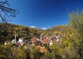 Beautiful mountain village in autumn Royalty Free Stock Photo