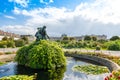 Autumn landscape of the Volksgarten with view to Monument to Empress Elisabeth of Austria Sisi