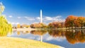 Autumn Landscape of Washington DC with Monument and Colorful Trees Royalty Free Stock Photo