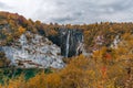 Autumn landscape with a waterfall at Plitvice Lakes National Park, Croatia Royalty Free Stock Photo